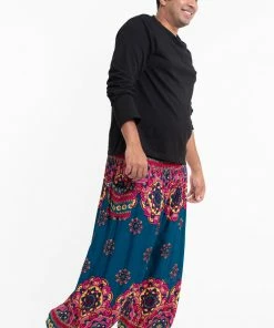 HaremPants.com Plus Size Lotus Mandalas Men's Harem Pants In Turquoise 7 HaremPants.com Plus Size Lotus Mandalas Men's Harem Pants In Turquoise