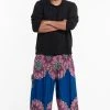 HaremPants.com Plus Size Peony Mandalas Men's Harem Pants In Blue