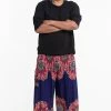 HaremPants.com Plus Size Peony Mandalas Men's Harem Pants In Indigo
