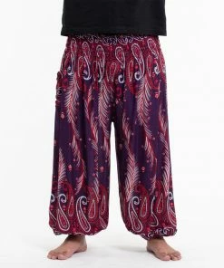 HaremPants.com Plus Size Paisley Feathers Men's Harem Pants In Purple 6 HaremPants.com Plus Size Paisley Feathers Men's Harem Pants In Purple