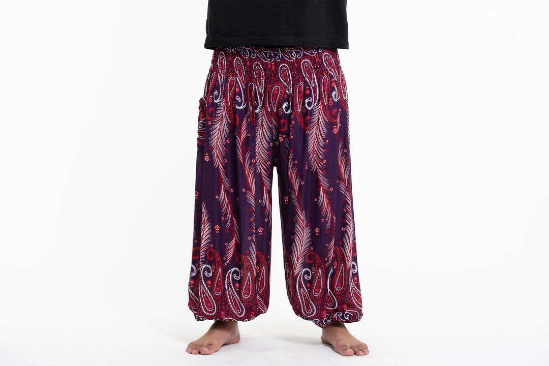 HaremPants.com Plus Size Paisley Feathers Men's Harem Pants In Purple 4 HaremPants.com Plus Size Paisley Feathers Men's Harem Pants In Purple