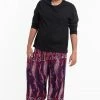 HaremPants.com Plus Size Paisley Feathers Men's Harem Pants In Purple