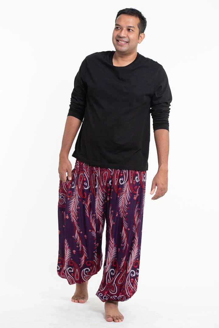 HaremPants.com Plus Size Paisley Feathers Men's Harem Pants In Purple 3 HaremPants.com Plus Size Paisley Feathers Men's Harem Pants In Purple