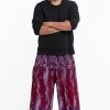HaremPants.com Plus Size Paisley Feathers Men's Harem Pants In Red 2 HaremPants.com Plus Size Paisley Feathers Men's Harem Pants In Red