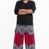 HaremPants.com Plus Size Peony Mandalas Men's Harem Pants In Red 1 HaremPants.com Plus Size Peony Mandalas Men's Harem Pants In Red