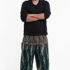 HaremPants.com Plus Size Paisley Feathers Men's Harem Pants In Green