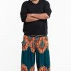HaremPants.com Plus Size Peony Mandalas Men's Harem Pants In Teal