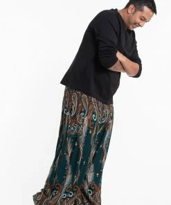 HaremPants.com Plus Size Paisley Feathers Men's Harem Pants In Green 7 HaremPants.com Plus Size Paisley Feathers Men's Harem Pants In Green