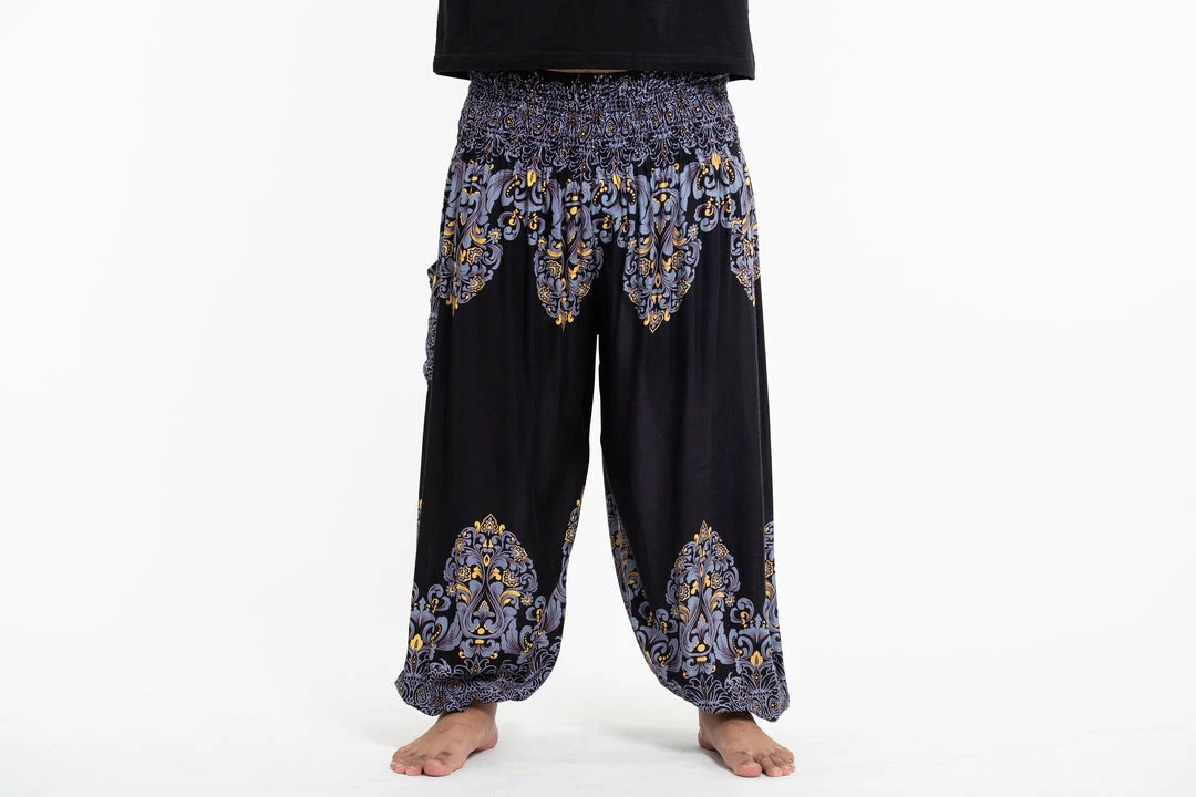 HaremPants.com Plus Size Floral Vines Men's Harem Pants In Black 4 HaremPants.com Plus Size Floral Vines Men's Harem Pants In Black