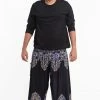 HaremPants.com Plus Size Floral Vines Men's Harem Pants In Black