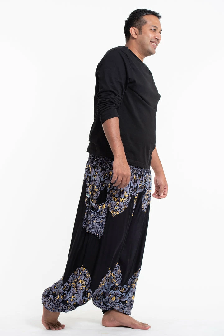 HaremPants.com Plus Size Floral Vines Men's Harem Pants In Black 5 HaremPants.com Plus Size Floral Vines Men's Harem Pants In Black