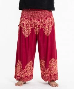 HaremPants.com Plus Size Floral Vines Men's Harem Pants In Red