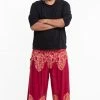 HaremPants.com Plus Size Floral Vines Men's Harem Pants In Red