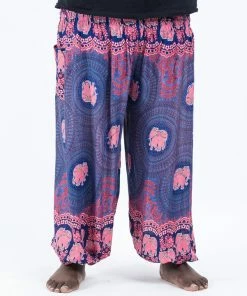 HaremPants.com Plus Size Mandala Elephant Men's Elephant Pants In Blue
