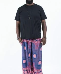 HaremPants.com Plus Size Mandala Elephant Men's Elephant Pants In Blue
