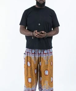 HaremPants.com Plus Size Mandala Elephant Men's Elephant Pants In Bronze