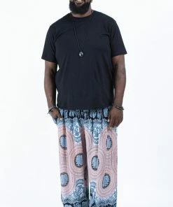 HaremPants.com Plus Size Mandala Elephant Men's Elephant Pants In Silver Gray