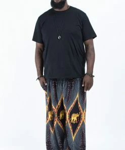 HaremPants.com Plus Size Peacock Elephant Men's Elephant Pants In Black