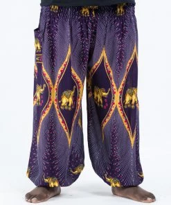 HaremPants.com Plus Size Peacock Elephant Men's Elephant Pants In Purple