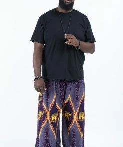 HaremPants.com Plus Size Peacock Elephant Men's Elephant Pants In Purple