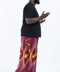 HaremPants.com Plus Size Peacock Elephant Men's Elephant Pants In Red