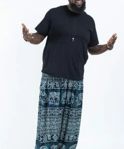 HaremPants.com Plus Size Marble Elephant Men's Elephant Pants In Black