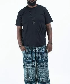 HaremPants.com Plus Size Marble Elephant Men's Elephant Pants In Black