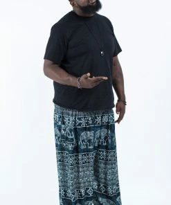 HaremPants.com Plus Size Marble Elephant Men's Elephant Pants In Black