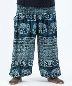 HaremPants.com Plus Size Marble Elephant Men's Elephant Pants In Black