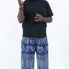 HaremPants.com Plus Size Marble Elephant Men's Elephant Pants In Blue