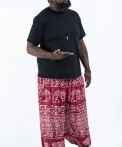 HaremPants.com Plus Size Marble Elephant Men's Elephant Pants In Red
