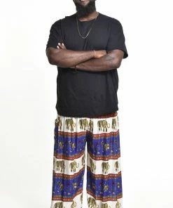 HaremPants.com Plus Size Elephant Bliss Men's Elephant Pants In Blue