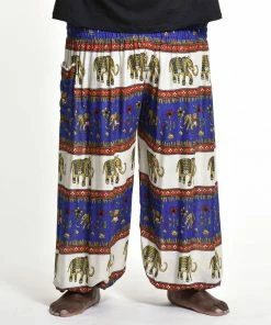 HaremPants.com Plus Size Elephant Bliss Men's Elephant Pants In Blue