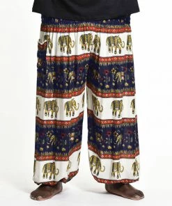 HaremPants.com Plus Size Elephant Bliss Men's Elephant Pants In Navy