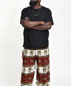 HaremPants.com Plus Size Elephant Bliss Men's Elephant Pants In Red