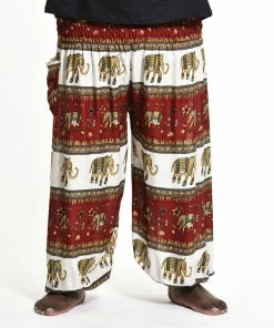 HaremPants.com Plus Size Elephant Bliss Men's Elephant Pants In Red