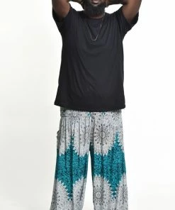 HaremPants.com Plus Size Marble Mandalas Men's Harem Pants In Turquoise