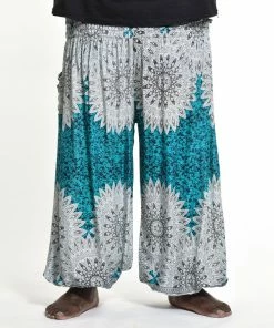 HaremPants.com Plus Size Marble Mandalas Men's Harem Pants In Turquoise