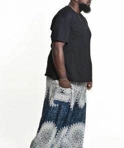 HaremPants.com Plus Size Marble Mandalas Men's Harem Pants In Indigo