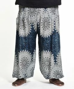 HaremPants.com Plus Size Marble Mandalas Men's Harem Pants In Indigo