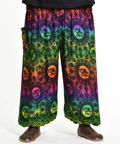 HaremPants.com Plus Size Rainbow Elephant Men's Elephant Pants In Green