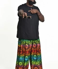 HaremPants.com Plus Size Rainbow Elephant Men's Elephant Pants In Orange
