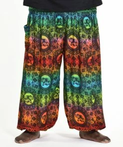 HaremPants.com Plus Size Rainbow Elephant Men's Elephant Pants In Orange
