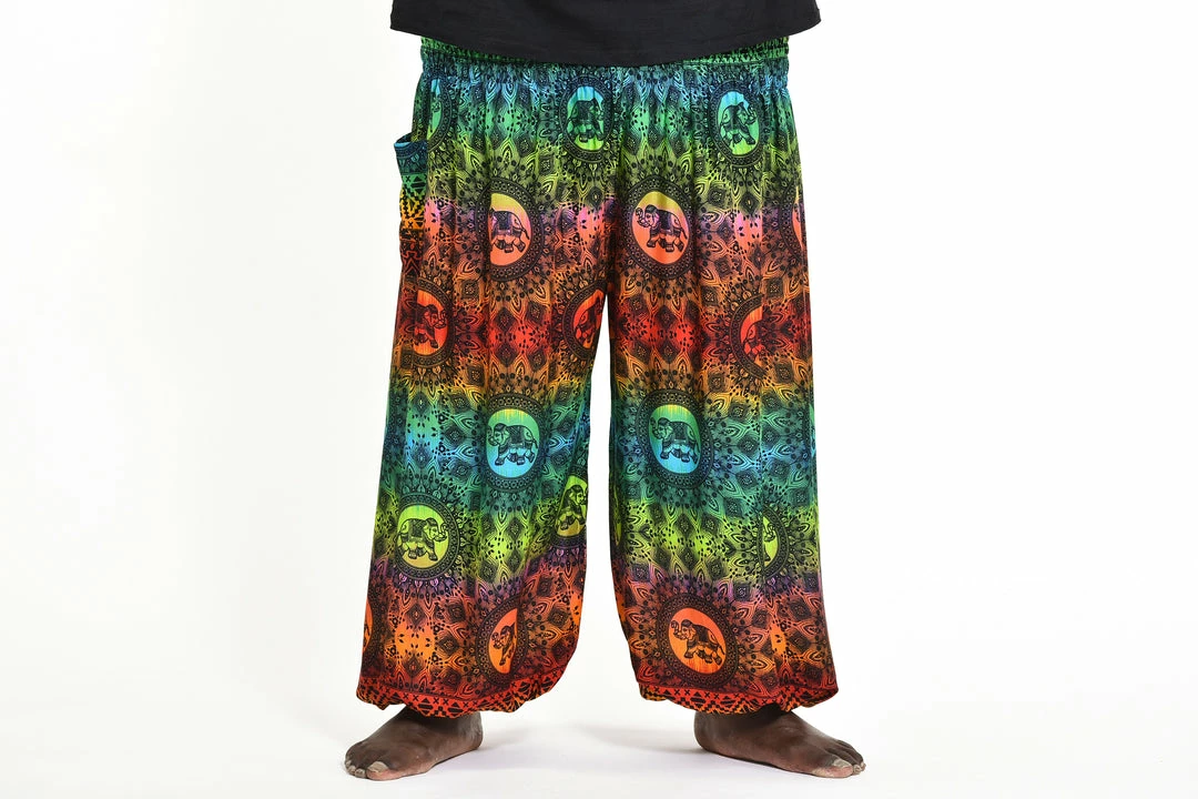 HaremPants.com Plus Size Rainbow Elephant Men's Elephant Pants In Orange 4 HaremPants.com Plus Size Rainbow Elephant Men's Elephant Pants In Orange