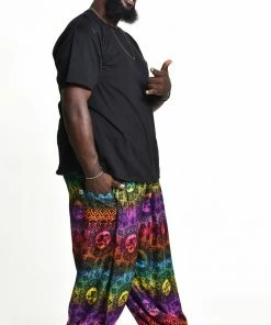 HaremPants.com Plus Size Rainbow Elephant Men's Elephant Pants In Purple