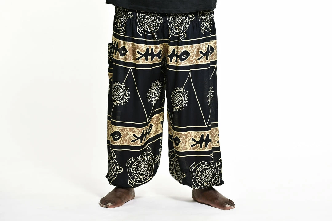 HaremPants.com Plus Size Turtle Print Men's Harem Pants In Gold 4 HaremPants.com Plus Size Turtle Print Men's Harem Pants In Gold