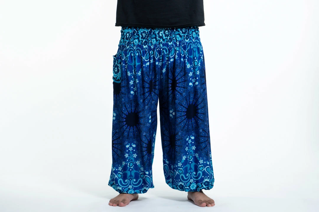 HaremPants.com Plus Size Paisley Mandalas Men's Harem Pants In Blue 4 HaremPants.com Plus Size Paisley Mandalas Men's Harem Pants In Blue