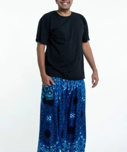 HaremPants.com Plus Size Paisley Mandalas Men's Harem Pants In Blue