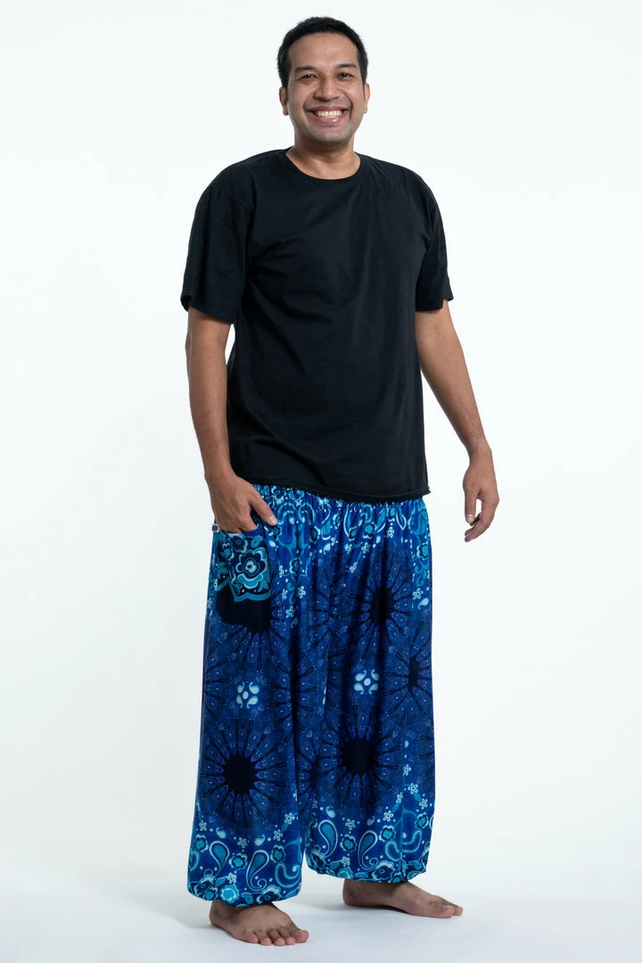 HaremPants.com Plus Size Paisley Mandalas Men's Harem Pants In Blue 3 HaremPants.com Plus Size Paisley Mandalas Men's Harem Pants In Blue