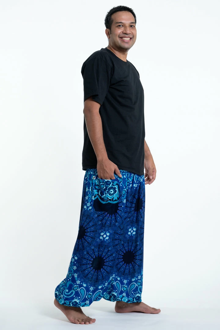 HaremPants.com Plus Size Paisley Mandalas Men's Harem Pants In Blue 5 HaremPants.com Plus Size Paisley Mandalas Men's Harem Pants In Blue